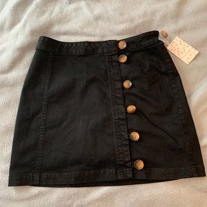 Free people button black mini skirt